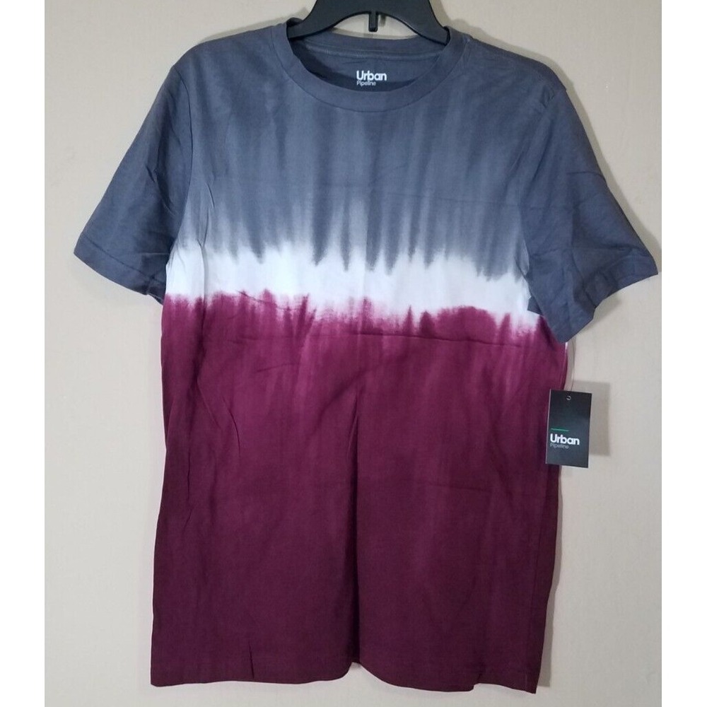 Urban Pipeline Tee Shirt Burgandy Dip Gray Cotton Men size Small‎ NEW